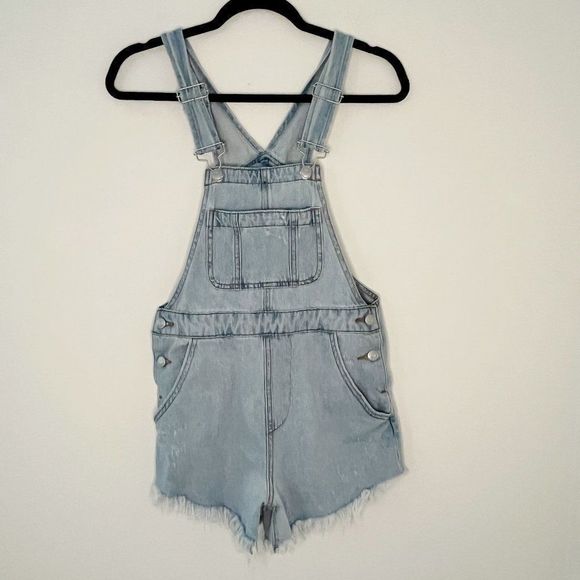 Wild Fable Distressed Frayed Raw Hem Shortalls Bib Overall Shorts XS - Picture 5 of 14